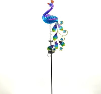 Regenmeter Tuindecoratie - Weerstation Buiten - Tuinieren Meten - Zonne-energie LED - 86 CM Hoog - Pauw Design