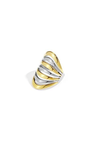 Roestvrijstalen statement ringen, casual, dagelijks, eenvoudig, serie, damessieraden - Goud- en zilverkleur