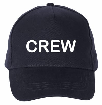 Mijncadeautje - 5 panel - Cap - Verstelbaar - Pet van 100% dik geborsteld katoen- unisex - opdruk wit - Crew - navy blauw
