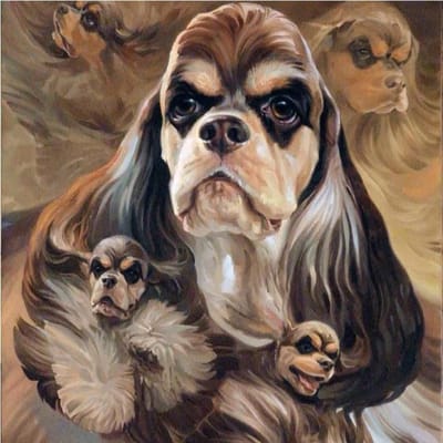 Diamant Schilderij Britse Cocker Spaniel Handgemaakt Diamant Schilderij Kruissteek Diamant Borduurwerk 30x30CM beige