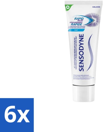 6 x Sensodyne – Tandpasta – Rapid Relief Whitening – 75 ml - Gevoelige Tanden - Tandpasta - Verlichting - Whitening - Mondgezondheid