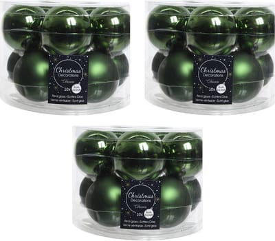 Decoris Kerstballen set - 30x stuks - donkergroen - glas - 6 cm - glans en mat - kerstversiering