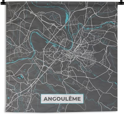 Wandkleed - Wanddoek - Frankrijk - Stadskaart - Plattegrond - Kaart - Angoulême - 180x180 cm - Wandtapijt