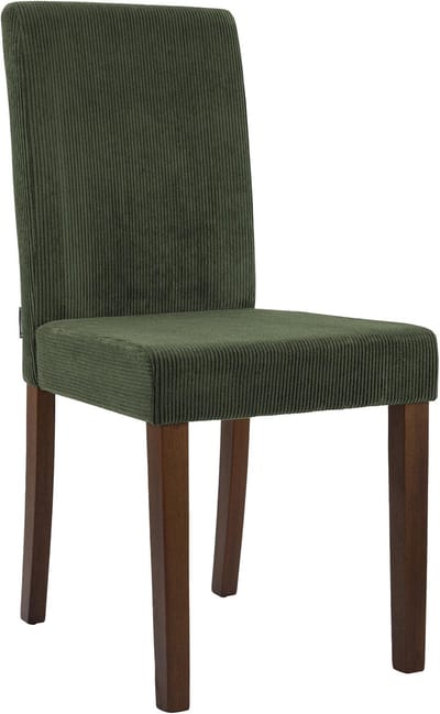 CLP Ina Eetkamerstoel - klassiek - met rugleuning - hout - corduroy - ribstof - antiek donker/groen