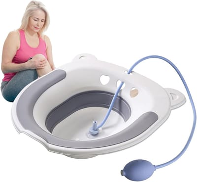 Zitbad Toilet - Bidet Opklapbaar - Weldadige Verlichting - Opvouwbaar Ontwerp - 43.8 x 40.7 cm - Grijs