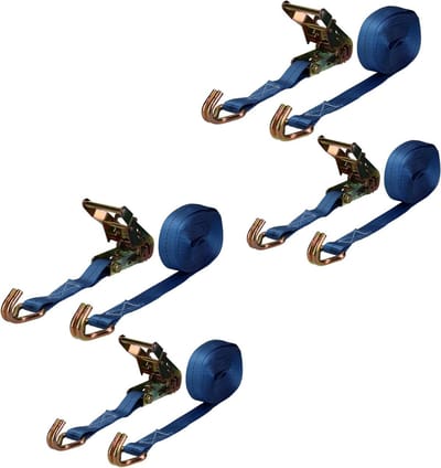 Ratelbanden vastbinden riemen - Spanbanden sjorbanden - Voertuigen vastzetten - Extra lange riemen - 4 x 8 meter - Zwart