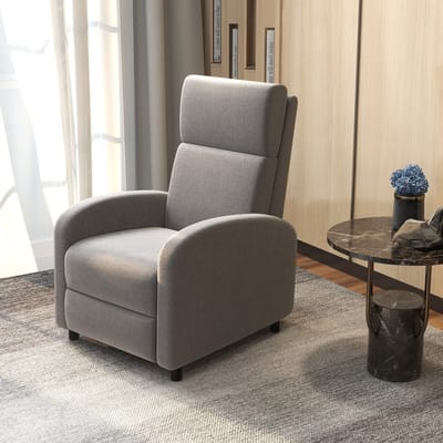 MODFU - Relaxstoel Met Verstelbare Rugleuning En Voetsteun - Modern - Voor Woonkamer Of Werkkamer - Linnenlook - Grijs - 64 X 86 X 102 Cm
