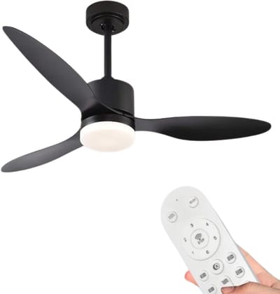 Bovista Plafondventilator - Met Verlichting - Plafond Ventilator - Met Lamp - Plafonniere Met Ventilator - Met Licht - Zwart - 105cm