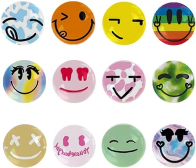 12 stuks emoticon koelkastmagneten van glas, glad en glanzend, perfect voor koelkastdecoratie en magneetbord thuis of op kantoor