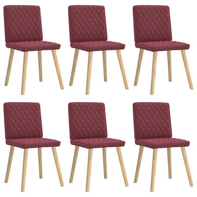 vidaXL Eetkamerstoelen 6 st stof wijnrood