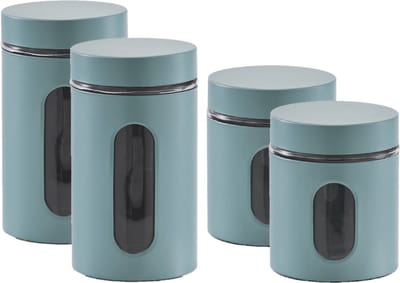 Zeller - 4x keuken voorraadpotten rvs - 2 formaten 600 ml en 900 ml
