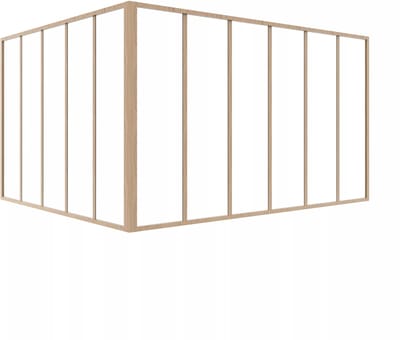 Vente-unique Hoekraam werkplaats van gepoedercoat aluminium - L180 x B150 x H105 cm (B x H) -Licht naturel - BAYVIEW