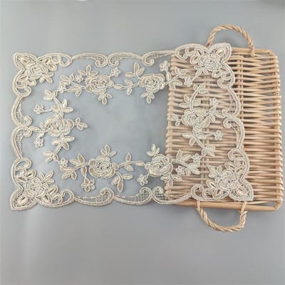 Europese Retro Geborduurde Rechthoekige Tafelmat Wandkast Wijnglas Antieke Vaas Cover Pad Theekransje Woonkamer Decoratie 30x42cm