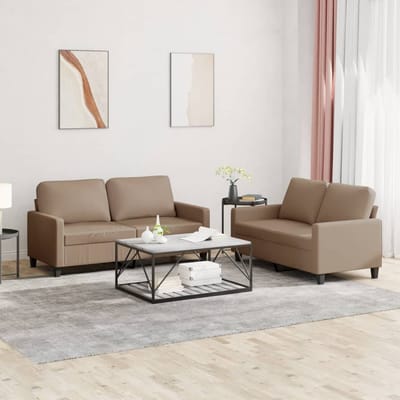 vidaXL - 2-delige - Loungeset - met - kussens - kunstleer - cappuccino