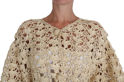 Dolce & Gabbana Dames Trui in Beige Vest, Gebreid in Gehaakt Raffia