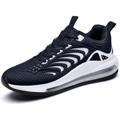 Nieuwe Herfst- en Winter Herenschoenen Vliegend Geweven Ademend Mesh Mode Trendy Casual Heren Sneaker Lichtgewicht Zachte Zool Hardloopschoenen 45 black