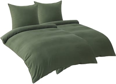 Unyqoos® Buitengewoon Comfortabele 4-Delige Beddengoedset in Olijfgroen met Ritssluiting en Kussenslopen