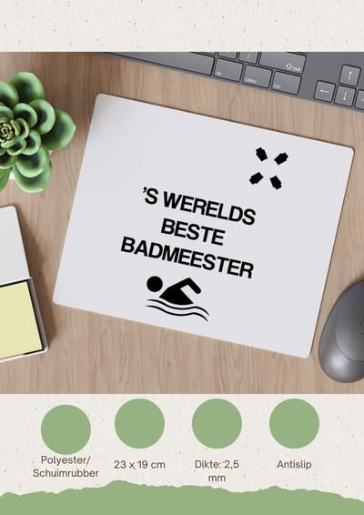 Akyol - 's werelds beste badmeester Muismat - Badmeester - badmeesters - zwemmen - zwemdiploma - cadeau - kado - gift - geschenk - vaderdag - lifeguard - 23 bij 19 cm