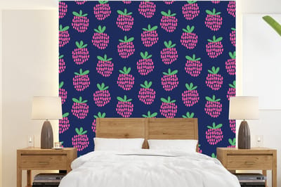 Behang - Fotobehang Patroon - Framboos - Retro - Breedte 220 cm x hoogte 240 cm