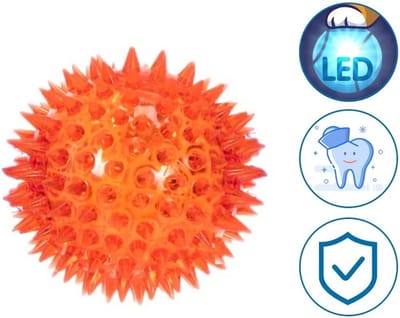 Nobleza Honden speelbal met licht - Massagebal - Diameter 7,5 cm - Verlichte speelbal - Led - Oranje
