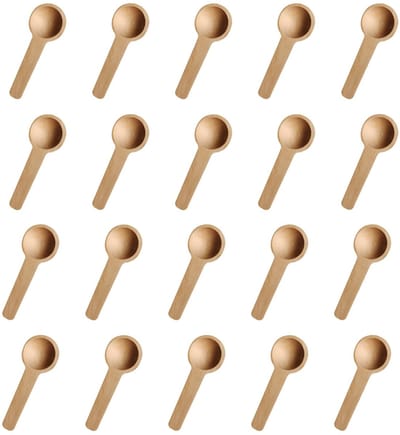 Allecto - Set van 20 houten mini-lepels - Theelepels en roerlepels - Duurzaam en robuust - Houtkleur - Gepersonaliseerd keukengerei - Ideaal voor k...