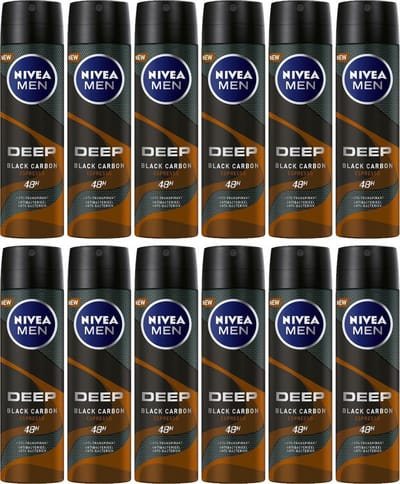 NIVEA MEN Deep Espresso Deodorant Spray / Anti-Transpirant Spray - JUMBOPAK 12 x 150 ml
