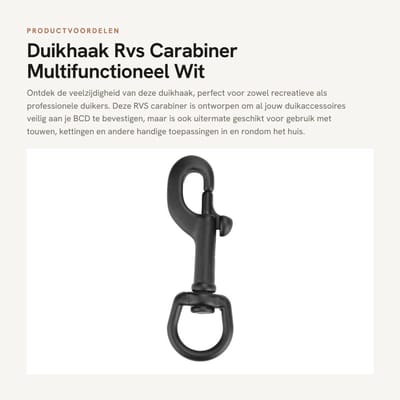 Dailygoods- Duikhaak RVS - Karabijnhaak met Schroefsluiting - Musketonhaak - Multifunctioneel - Onderwatergebruik - Duurzaam Materiaal