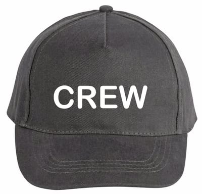 Mijncadeautje - 5 panel - Cap - Verstelbaar - Pet van 100% dik geborsteld katoen- unisex - opdruk wit - Crew - chique grijs