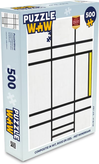 Puzzel Compositie in wit, rood en geel - Piet Mondriaan - Legpuzzel - Puzzel 500 stukjes