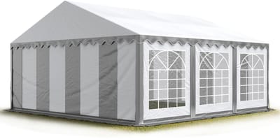 Partytent feesttent 4x6 m tuinpaviljoen -tent PVC 700 N in grijs-wit waterdicht