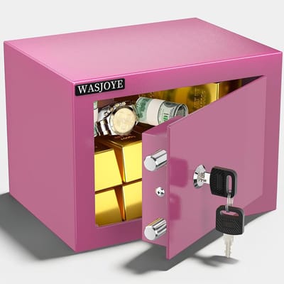Mini kluis - Kleine kluis - Waardevolle spullen bewaren - Duurzame stalen constructie - 6.6 Liter - Roze