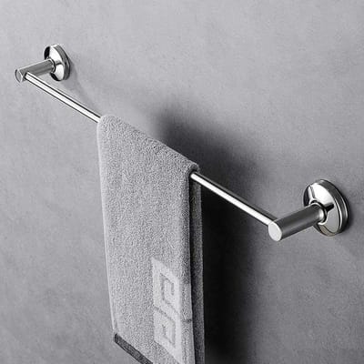 Handdoekenrek Enkel - Badkamerstang - Handdoeken Ophangen - Boorvrije Montage - 70 cm - Zilverkleurig