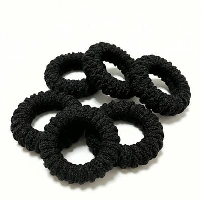 Zwart haar elastiekjes set – dikke gevlochten elastische haarbandjes – dames heren – 6 stuks – zachte antislip haar elastiek – sterk rekbare elastiek set