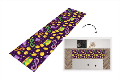 Keukenloper - Loper keuken - Carnaval - Feest - Paars - Patronen - 200x50 cm - Keukenloper vinyl