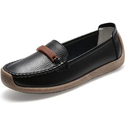Chaussures de Ballet plates en cuir découpé pour femmes, mocassins respirants, chaussures de bateau, ballerines décontractées pour dames 41 noir