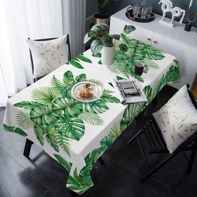 Tropische Palmbladeren Rechthoekige Tafelkleed voor Tafeldecoratie Zomer Monstera Blad Plant Keuken Eettafelkleed Huisfeest Decor 90x140cm gray