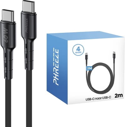 Usb C kabels 2 meter - Stevig - 66w fast- en quick charge - Usb C naar usb C - Oplaadkabel Phreeze