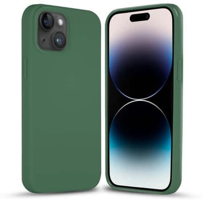 Coverzs Solid silicone case geschikt voor Apple iPhone 14 (dennengroen) - iPhone 14 hoesje groen - iPhone 14 case geschikt voor Apple - Luxe siliconen hoesje met 3-laags bescherming