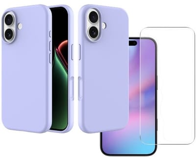 Shockproof Backcover - Liquid Silicone Soft Hoesje - Geschikt voor: iPhone 17 - Lila + 2x Screenprotector Beschermglas - Glasplaatje