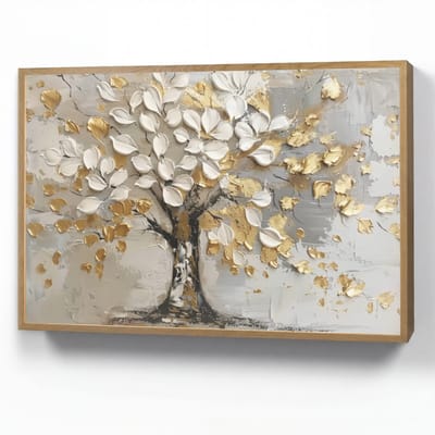 Wandlamp 90x60 cm - Oplaadbaar - Boom - Beige - Grijs - Goud - Abstract - Wandlampen binnen woonkamer - Slaapkamer lamp - Decoratieve nachtlamp - Vloerlamp draadloos