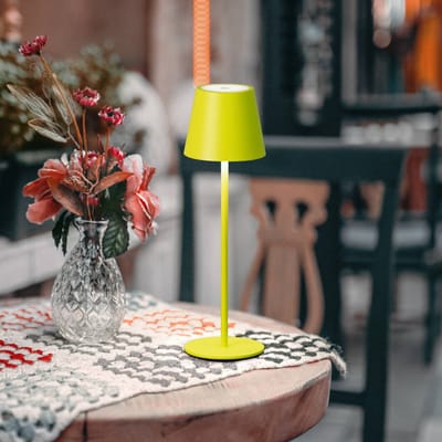 FHL easy! Viletto - Tafellamp voor buiten - 36cm - 1x LED 2,0W (incl.) - 3000K - dimbaar - 190 lm - IP54 - USB oplaadbaar - Limoengroen