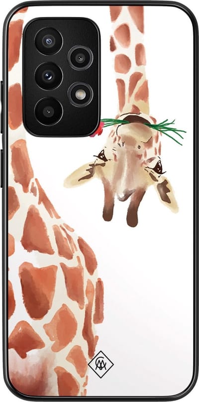 Casimoda® hoesje - Geschikt voor Samsung Galaxy A53 - Giraffe - Zwart TPU Backcover - Giraffe - Bruin/beige