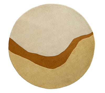 Acsento FigariGold Vloerkleed - Ø 200 cm - Geel,Oranje - Rechthoekig, Rond - Wol - Woonkamer, Slaapkamer, Eetkamer - Abstract - Modern