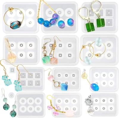 Siliconen Facetbol Vorm voor Sieraden, Epoxy Hars, DIY Ambachten, Sleutelhangers, Kettingen, Armbanden, 14 Stuks, Diverse Patronen, Perfect voor Creatieve Projecten