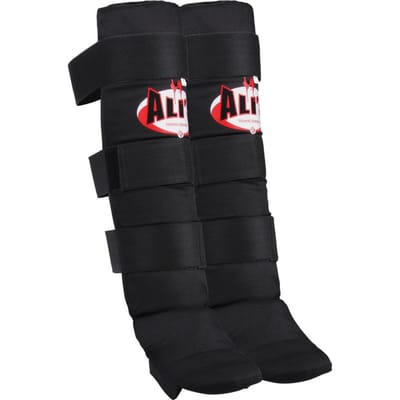 SHIN PRO - Kickboksen scheenbeschermers - Katoen - Zwart - Maat L