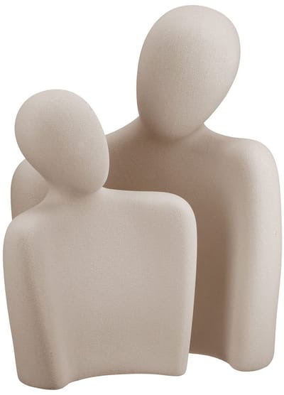 sculptuur jij en ik - keramiek - creme - set van 2 creme 10x15x18 cm
