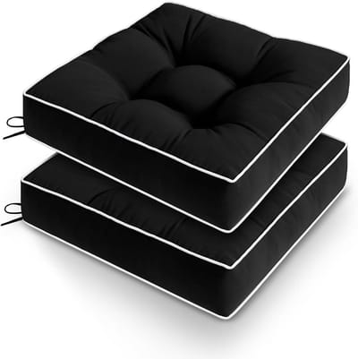 Tuinstoelkussens Set - Terraskussens Buiten - Comfortabel Zitten - Waterdichte Polyesterhoes - 48x48 cm - Zwart