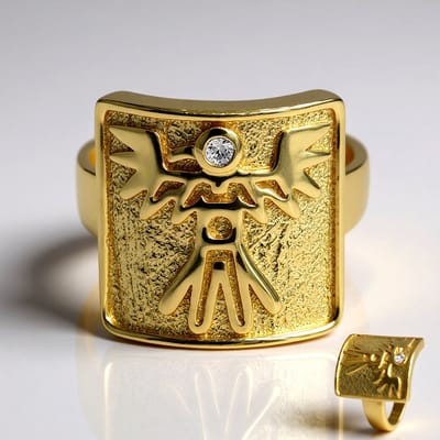 Cavill - 925 Sterling zilveren vergulde ring met 0,04 ct Cambodjaanse zirkoon - brede moderne damesring 21x20 mm - stijlvol en elegant