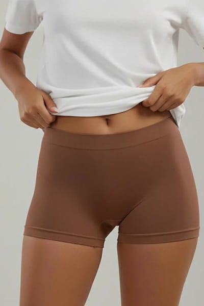 Naadloze Dames Boxer - Corrigerend & Onzichtbaar Ondergoed (Seamless) - Comfortabele Shorty / Damesbroekje Model 2001 Bruin Maat L