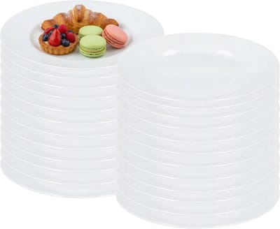Luminarc Gebaksbordjes - 24x stuks - wit - glas - 18 cm - Kleine glazen dessert bordjes - Tafel dekken